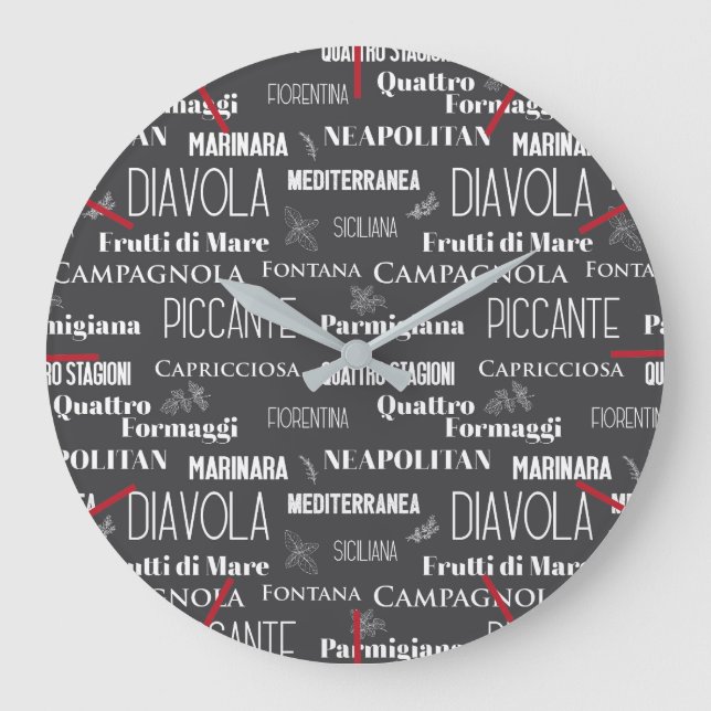 Pizzeria Trattoria Italian Pizza Names Restaurant Large Clock (Front)