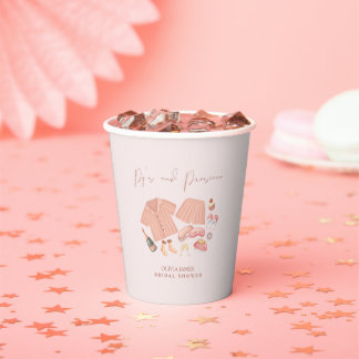 Pj and prosecco bridal shower paper cups