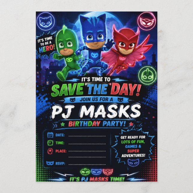 Pj Mask invitation (Front)