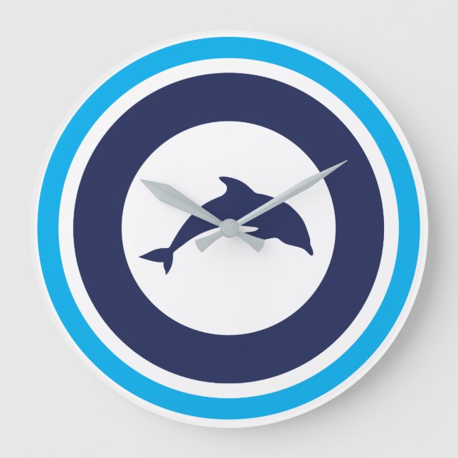 PJK 10.75" Round Acrylic Wall Clock / dolphin (Front)