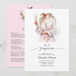 PJs & Prosecco Pajama Party Bachelorette Weekend Invitation