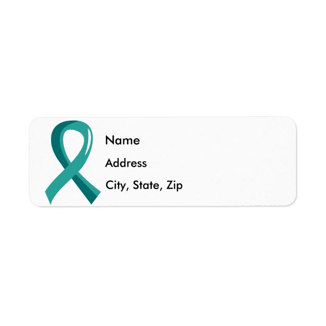 PKD Teal Ribbon 3 Return Address Label (Front)