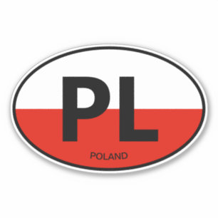PL country code Polish flag oval vinyl car