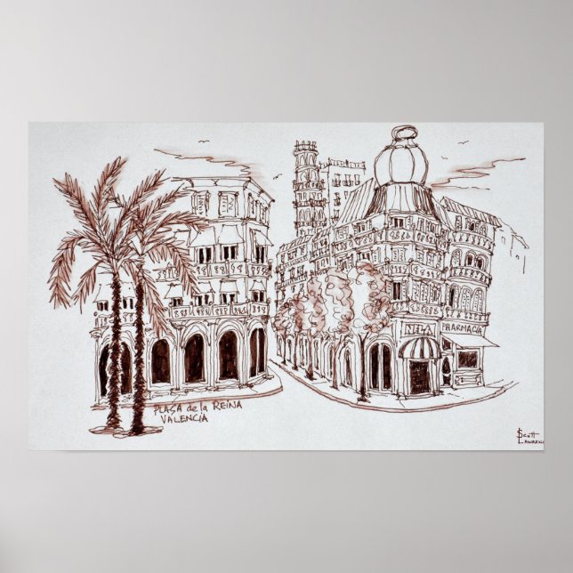 Placa de la Reina in Old Town, Valencia, Spain Poster (Front)