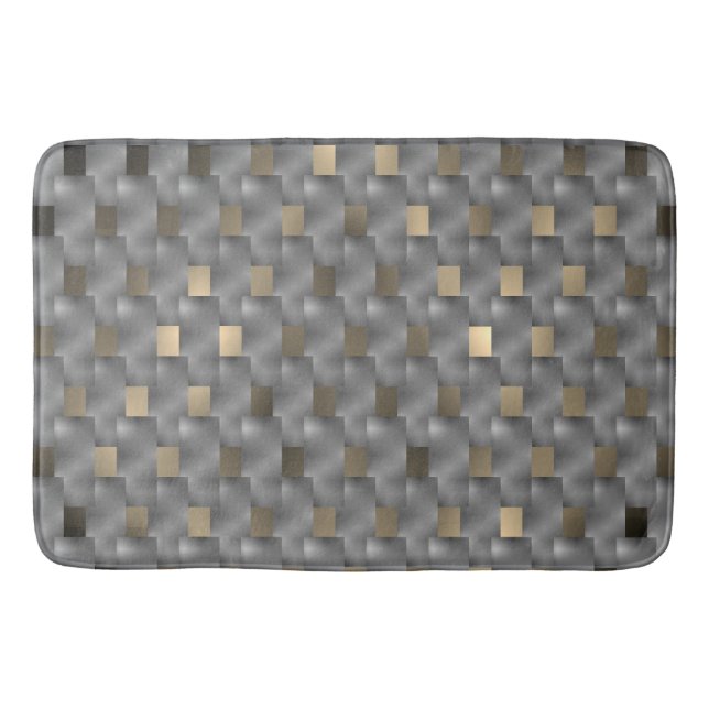 Placas cinza sobre fundo marrom claro, tons pretos bath mat (Front)