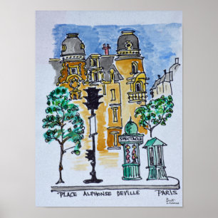 Place Alphonse Deville   Paris, France Poster