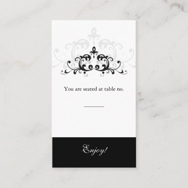 Place Card Black White Formal Embellishment (Front)