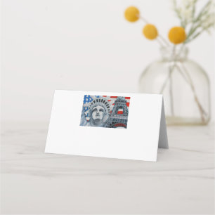 Place Card   Eiffel Tower & Statue of Liberty 