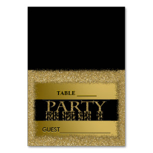 Place Card Gold Glitter Streams