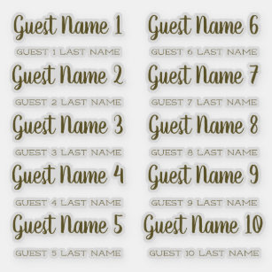 Place Card Guest Separate Name   Gold