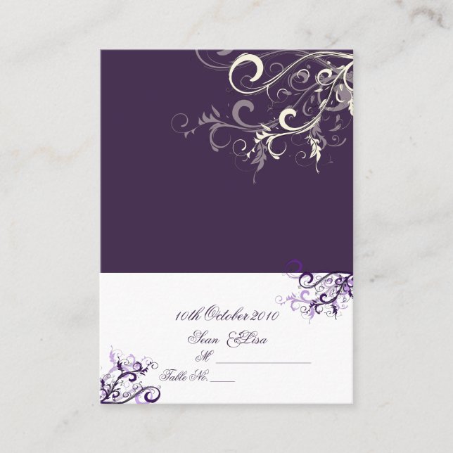 Place Card/Plum Swirls (Chubby Business Cards) Place Card (Front)