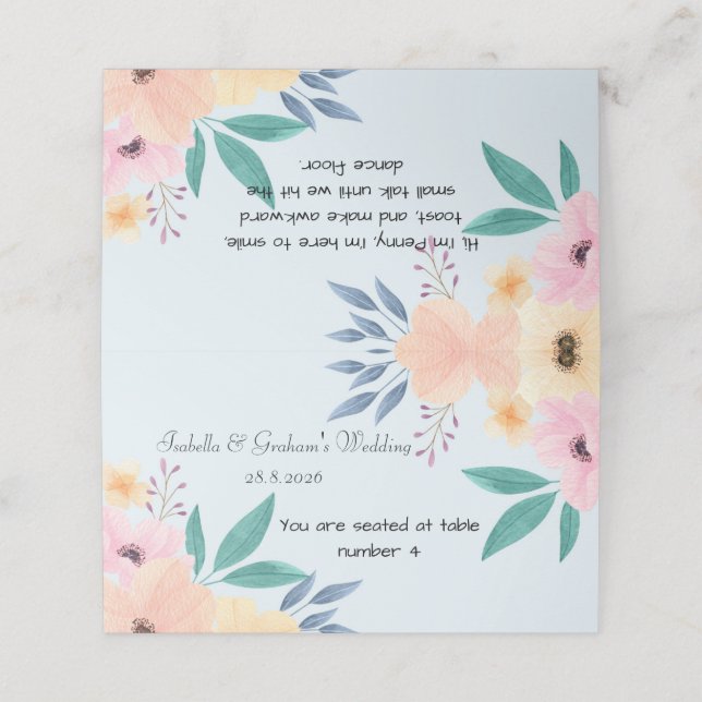 Place Card - Simple Flower design (Outside Unfolded)