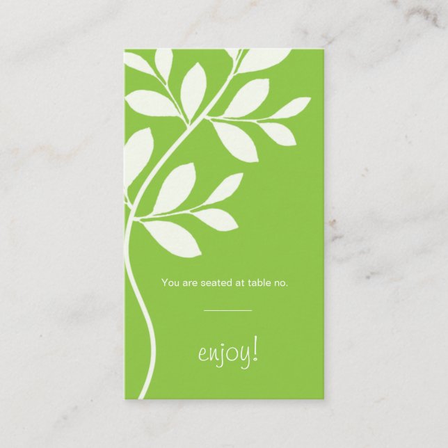Place Card Wedding Leaf Branch lime green (Front)