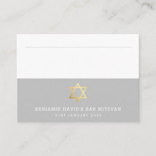 PLACE CARDS Bar Mitzvah gold star of david grey