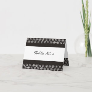 Place Cards - Black and white snowflakes