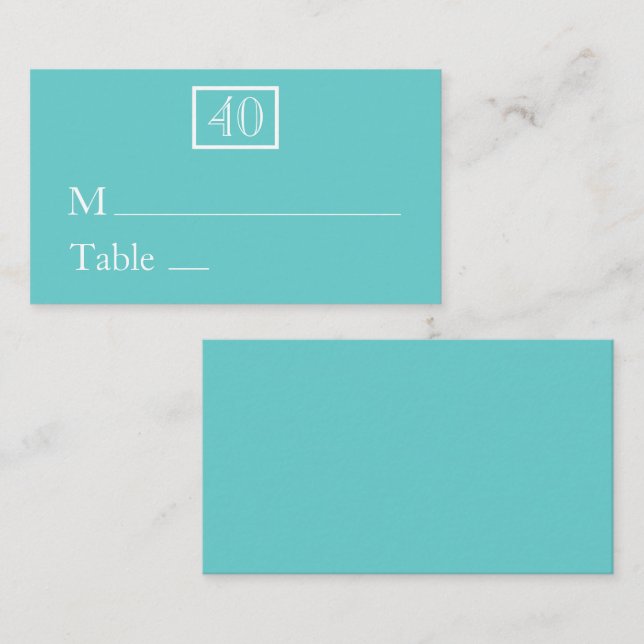 Place Cards / Name Cards - Aqua (Front/Back)