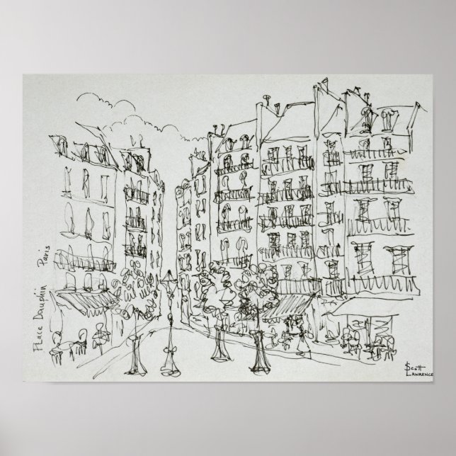 Place Dauphine, Cite Island | Paris, France Poster (Front)