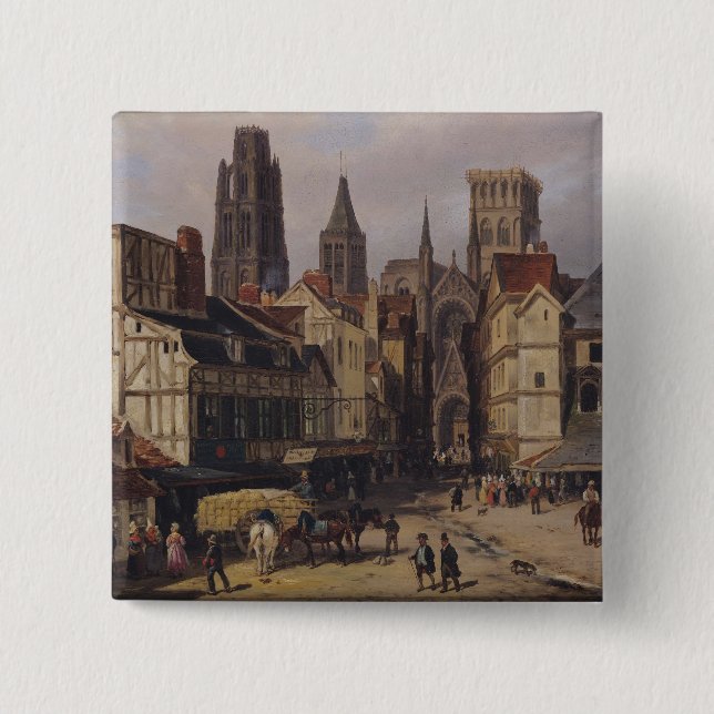 Place de la Haute-Vieille-Tour, Rouen, 1824 15 Cm Square Badge (Front)