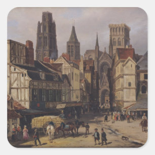 Place de la Haute-Vieille-Tour, Rouen, 1824 Square Sticker