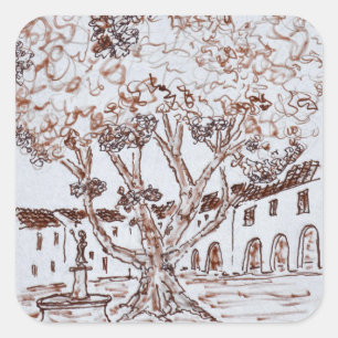 Place de la Liberte, Saint-Guilhem-le-Desert Square Sticker