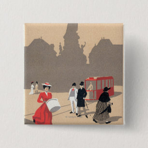 Place de la Republique Art Deco Scene 15 Cm Square Badge