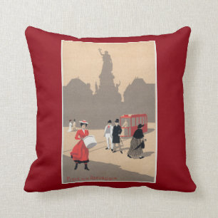 Place de la Republique Art Deco Scene Cushion