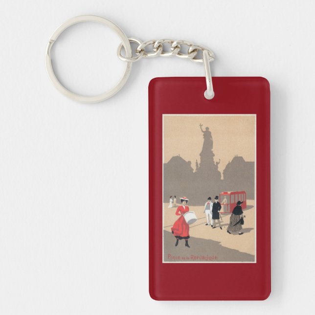 Place de la Republique Art Deco Scene Key Ring (Front)