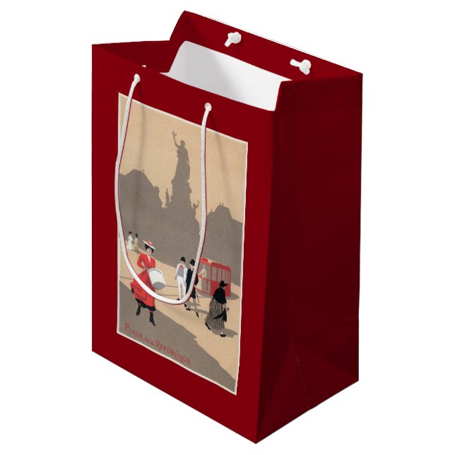 Place de la Republique Art Deco Scene Medium Gift Bag (Front Angled)