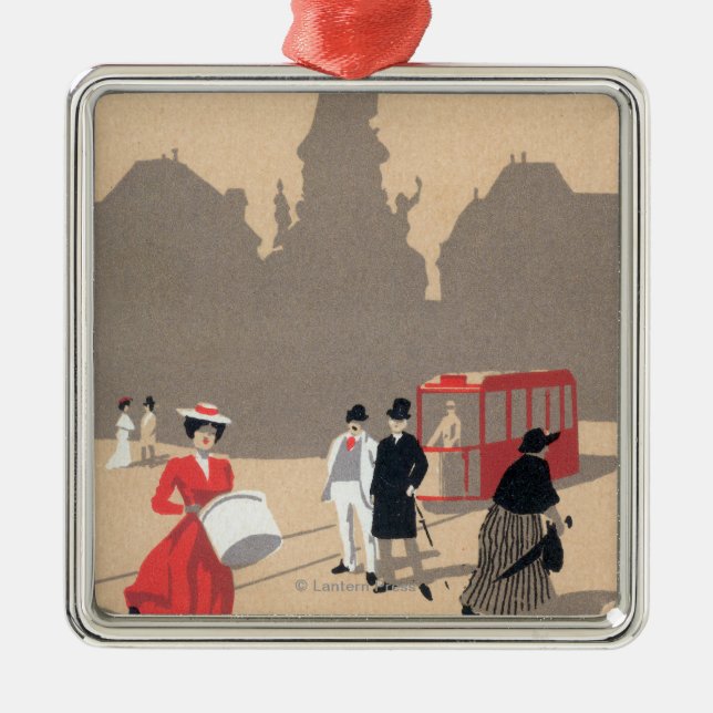 Place de la Republique Art Deco Scene Metal Ornament (Front)