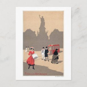 Place de la Republique Art Deco Scene Postcard