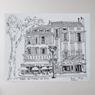 Place de L'Hotel de Ville   Aix and Provence Poster