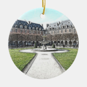 Place Des Vosges Square Paris Christmas Gift Ceramic Ornament