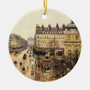 Place du Theatre Francais, Paris Rain by Pissarro Ceramic Ornament