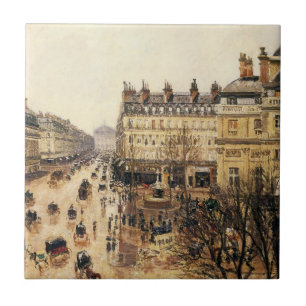 Place du Theatre Francais, Paris Rain by Pissarro Ceramic Tile