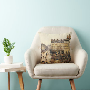 Place du Theatre Francais, Paris Rain by Pissarro Cushion