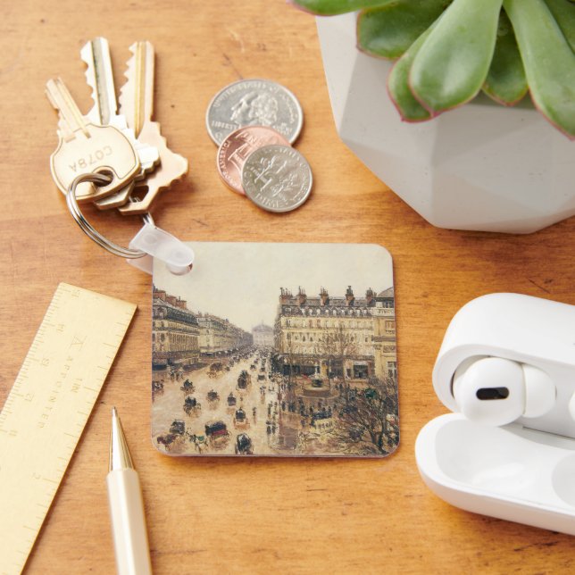 Place du Theatre Francais, Paris Rain by Pissarro Key Ring (Desk)