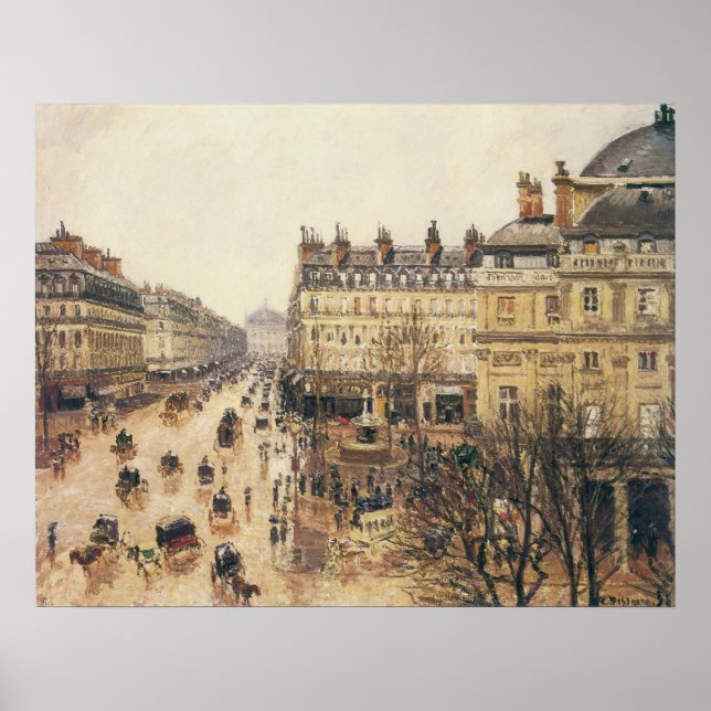Place du Theatre Francais, Paris Rain by Pissarro Poster (Front)