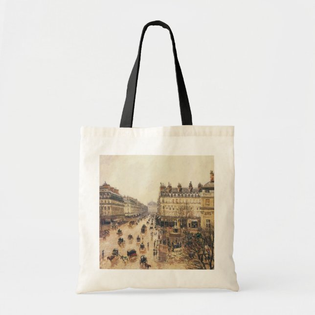Place du Theatre Francais, Paris Rain by Pissarro Tote Bag (Front)