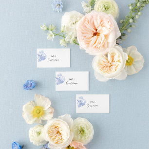 Place & Escort card with blue hydrangea