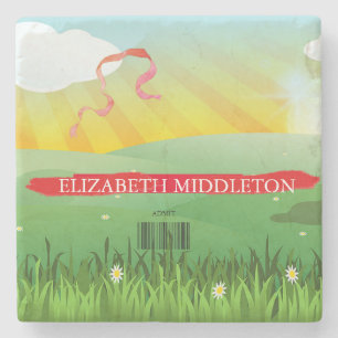 Place Escort Name Seating Tiles Rustic Festival  Stone Coaster