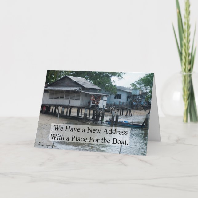 Place For the Boat Funny Change of Address Announcement (Front)