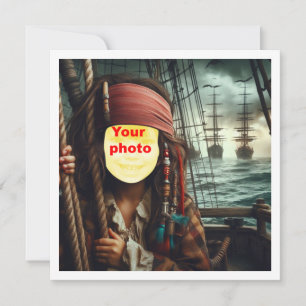 Place my face in the pic, pirate on a boat card