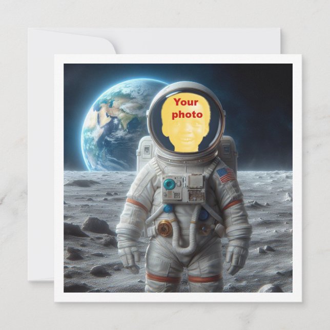 Place my face in the picture, astronaut, space card (Front)