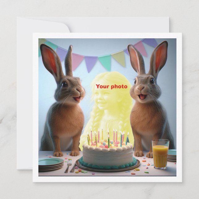 Place my face in the picture, hares & child card (Front)