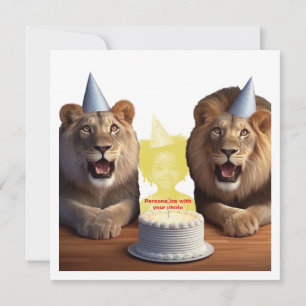 Place my face in the picture, lions and child card