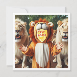 Place my face in the picture, lions and child card