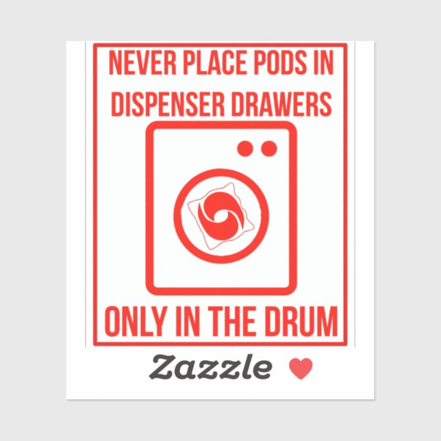 'Place Pods In The Drum Only' Laundry Red Overlay  (Sheet)