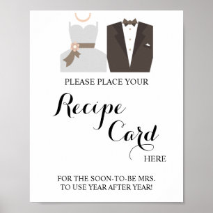 Place Recipe Card Here Bride & Groom Shower Sign