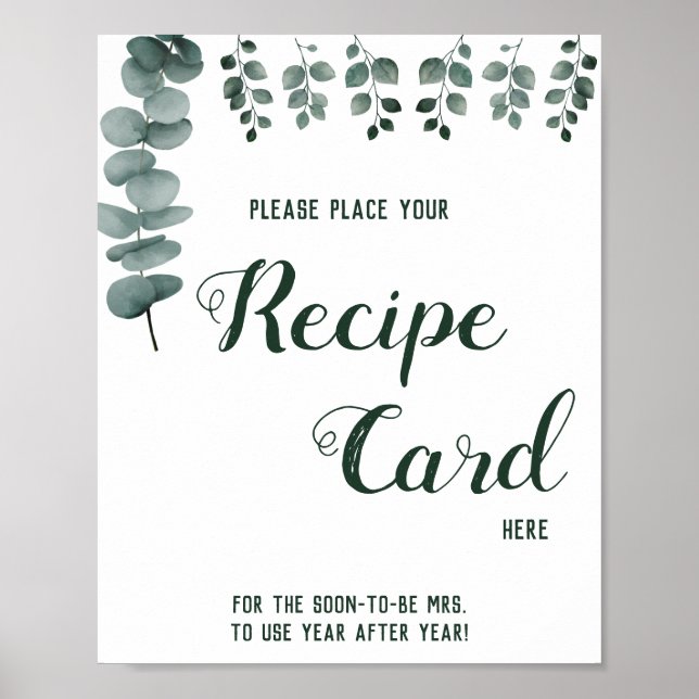 Place Recipe Card Here Eucalyptus Shower Sign (Front)