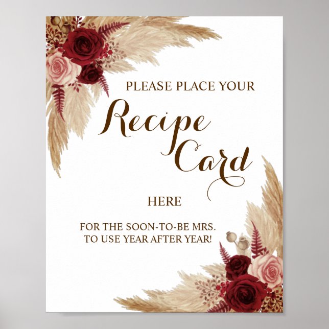 Place Recipe Card Here Pampas Grass Shower Sign (Front)